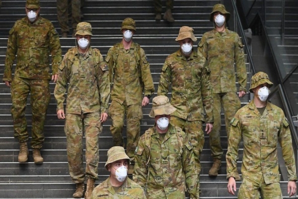 O exército também foi usado para ajudar a impor um bloqueio em Melbourne no ano passado