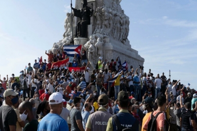 Manifestações em Havana reclamando mais liberdade, 11 de Julho. 