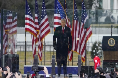 Presidente Donald Trump chega ao local do comício em Washington, 6 janeiro 2021