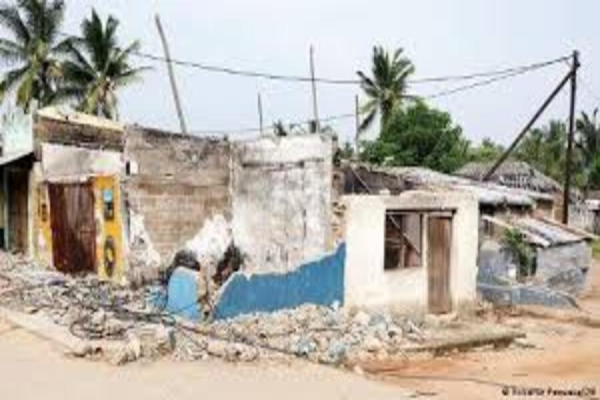 Imagem ilustractiva das infraestruturas destruídas em Cabo Delgado.