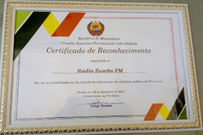 Cabo Delgado: Rádio Zumbo FM distinguido pelo governo de Cabo Delgado