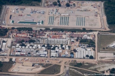 Vista aérea das instalações do projeto de gás natural em Afungi